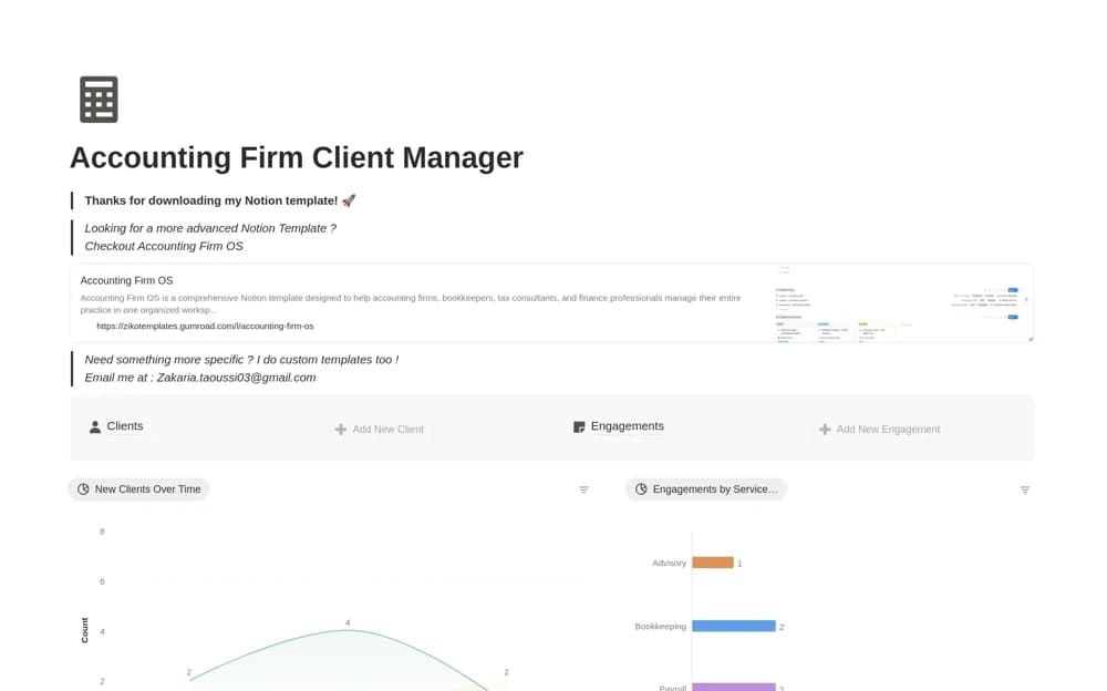 Accounting Firm Client Manager Notion template preview