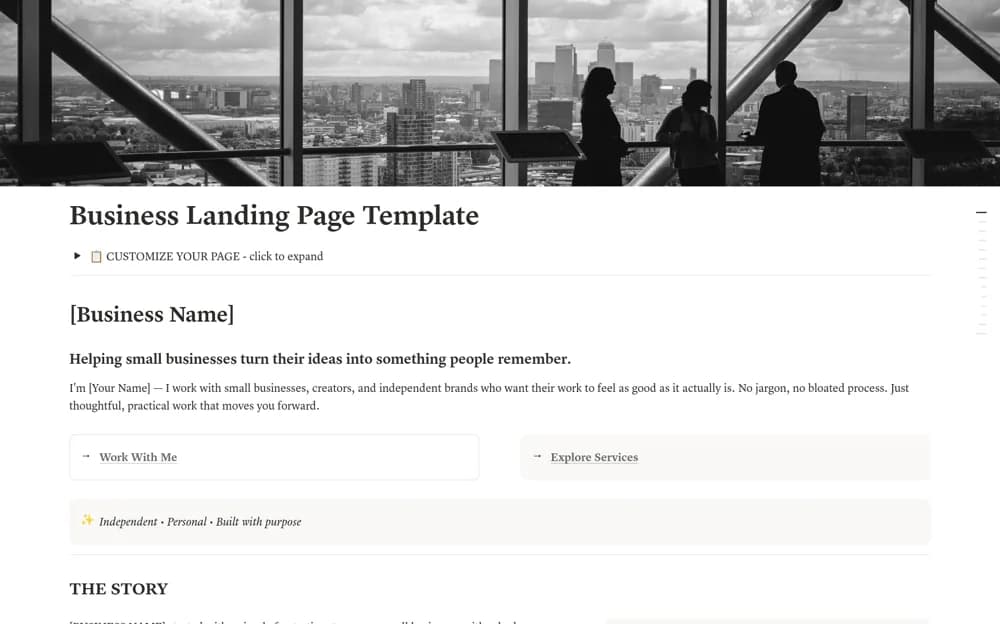Business Landing Page — preview from Notion Marketplace