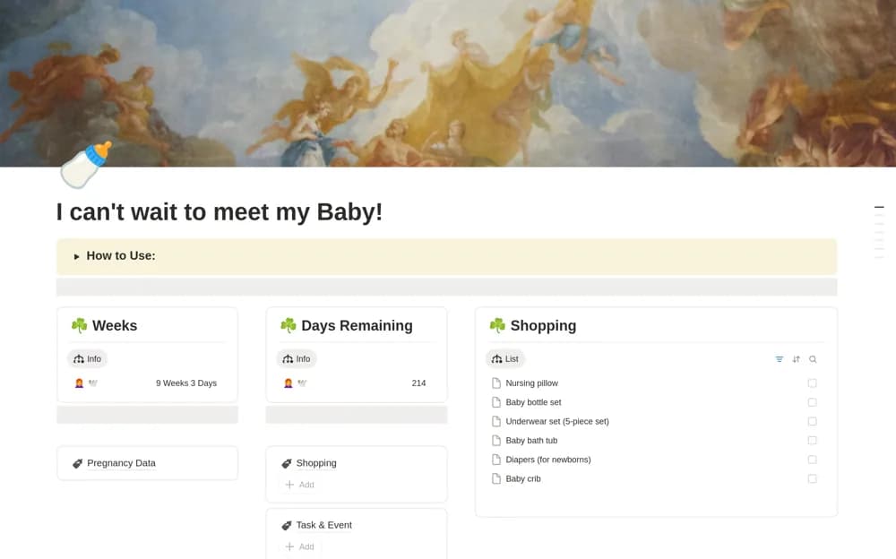 I can't wait to meet my Baby! Notion template preview