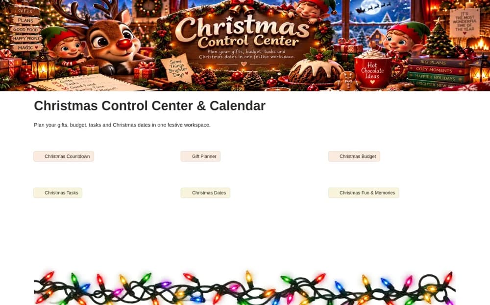 Christmas Control Center & Calendar Notion template preview