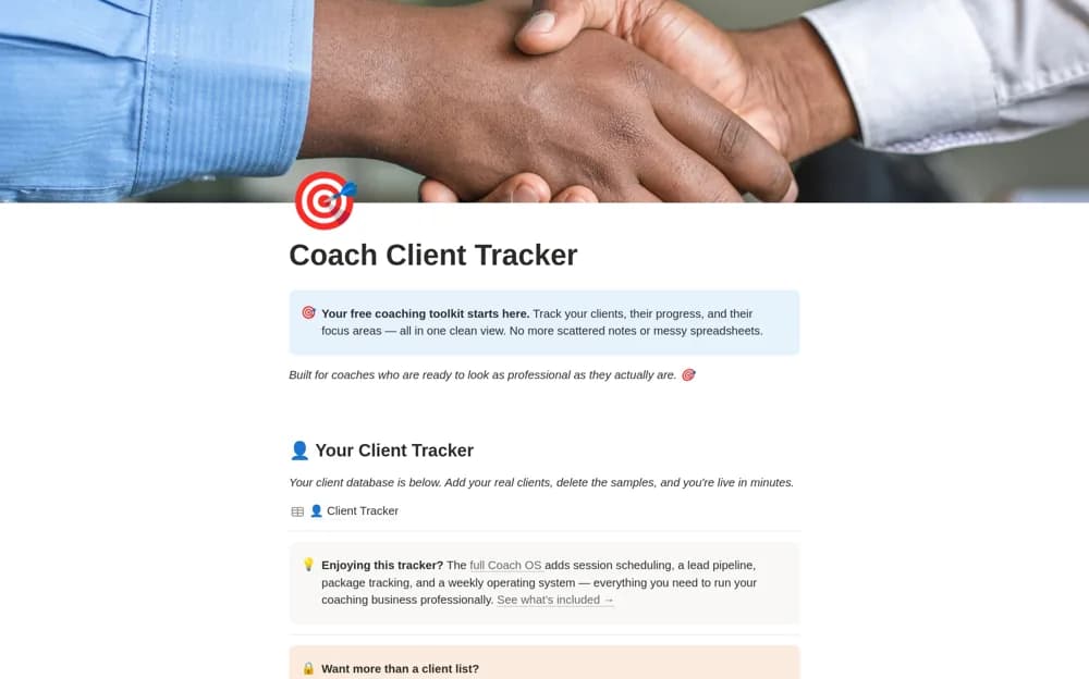 Coach Client Tracker — preview from Notion Marketplace