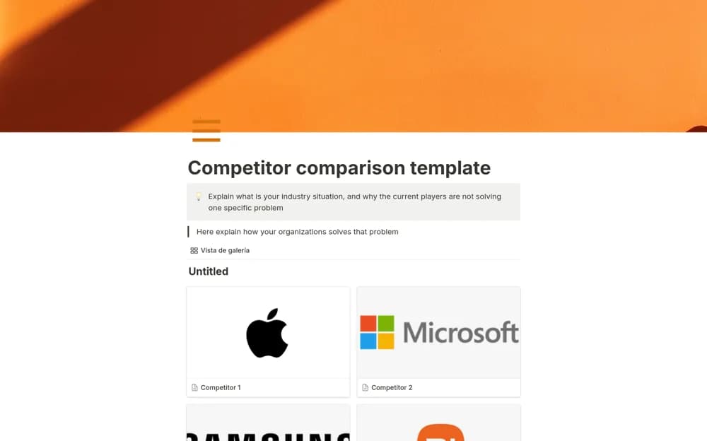 Competitor comparison Notion template preview