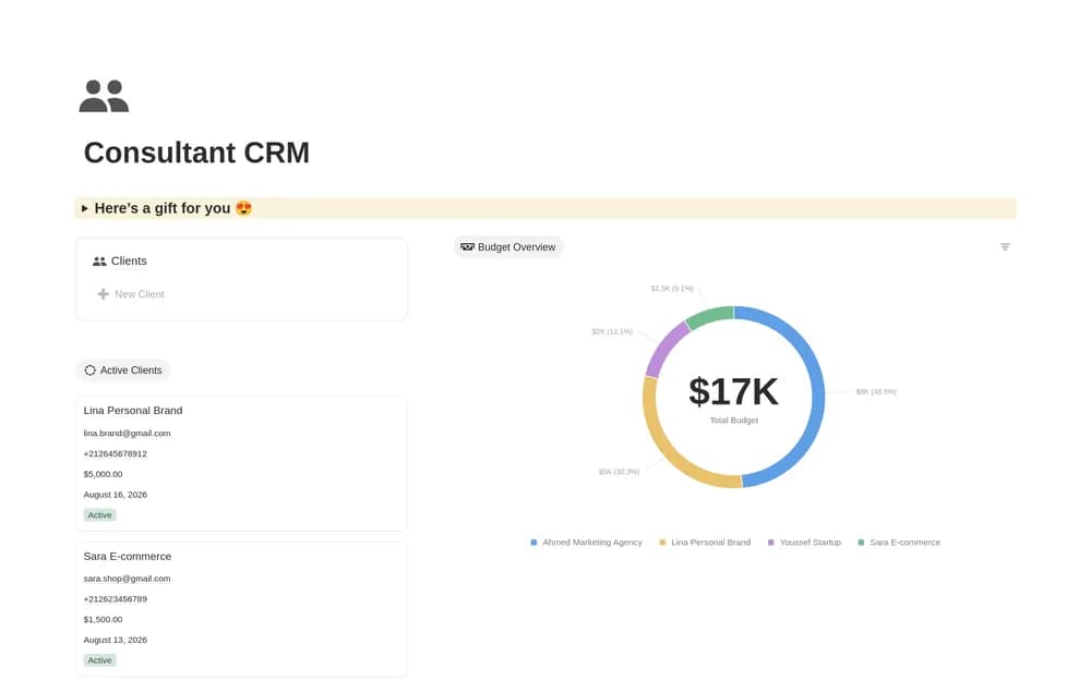 Consultant CRM — preview from Notion Marketplace