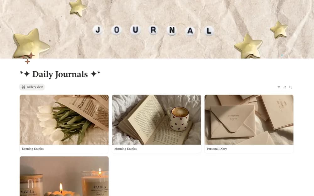 Daily Journal Collection Notion template preview