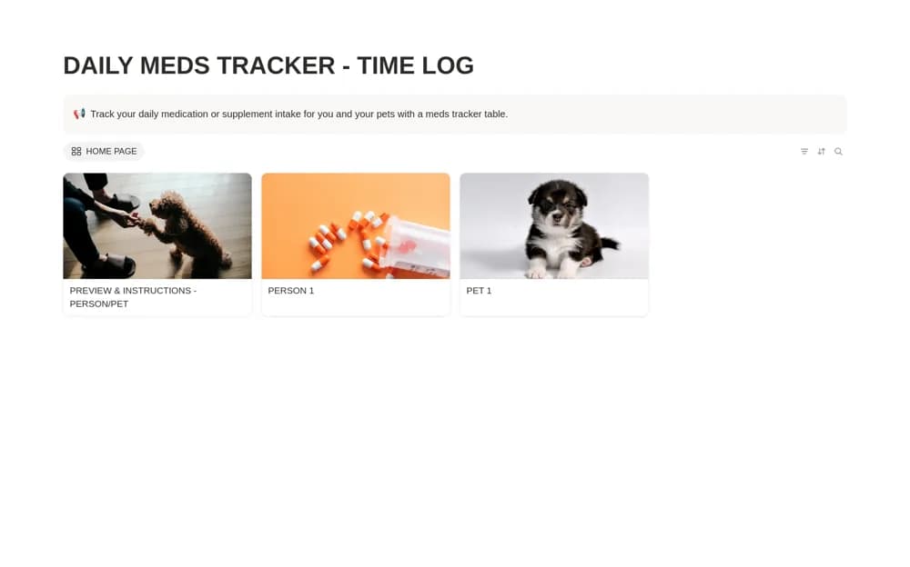 Daily Meds Tracker: Time Log — preview from Notion Marketplace