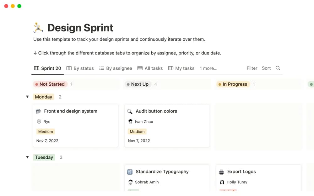 Design Sprint by Notion Notion template preview