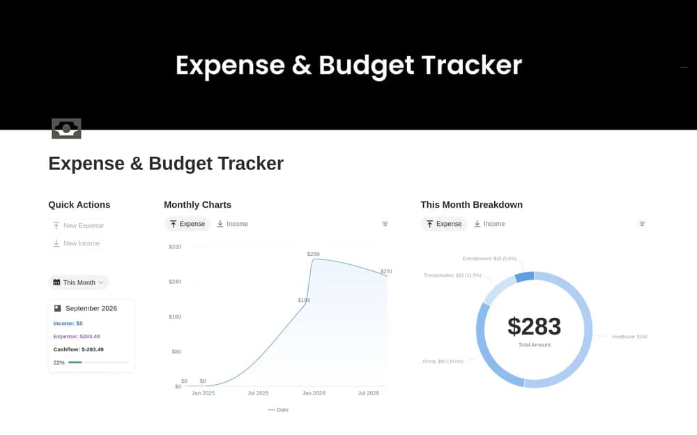 Expense & Budget Tracker Notion template preview