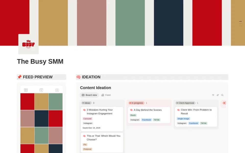 For The Busy Social Media Managers Notion template preview