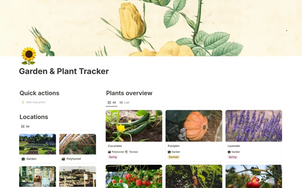 Garden & Plant Tracker Notion template preview