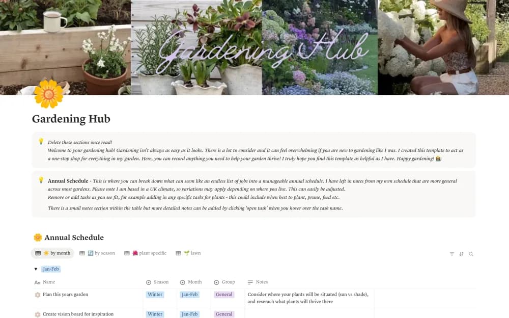Garden Planner — preview from Notion Marketplace