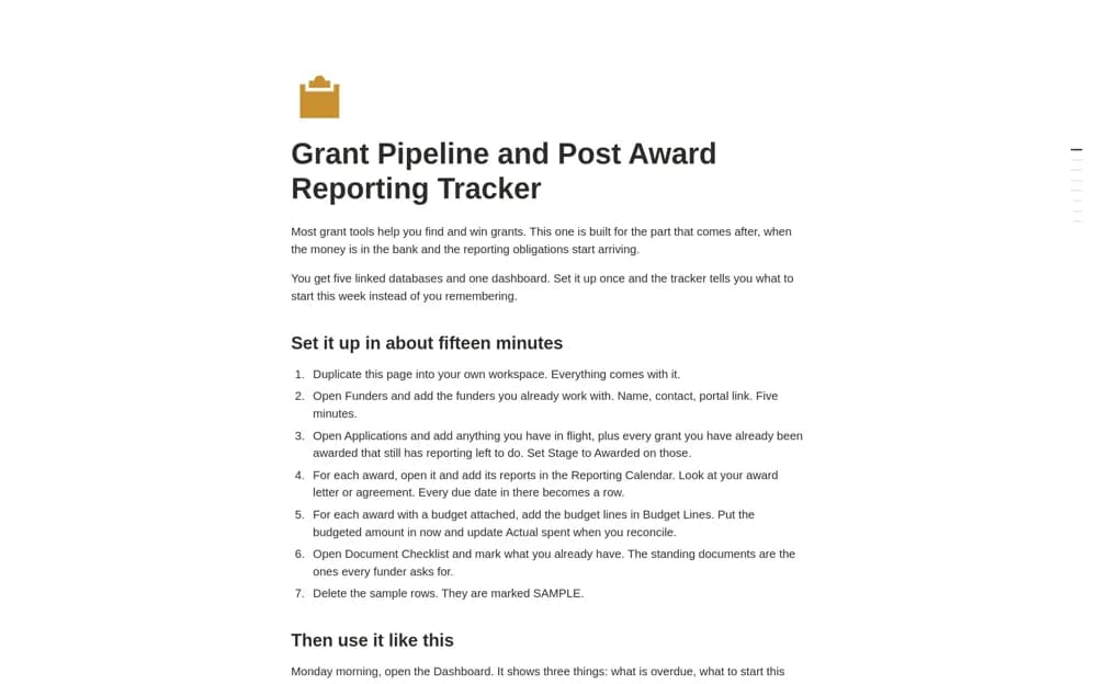 Grant Tracker for Nonprofits Notion template preview