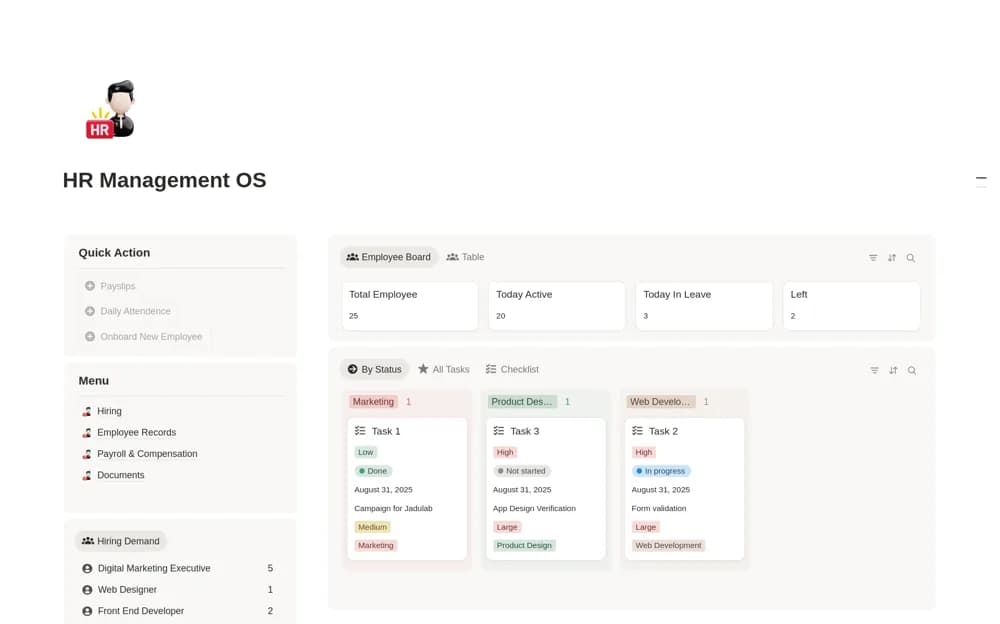 HR Management OS Notion template preview