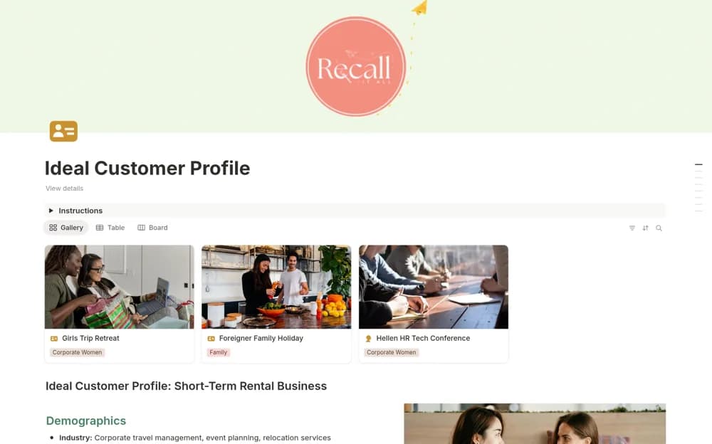 Ideal Customer Profile Decision Maker Points Needs Notion template preview