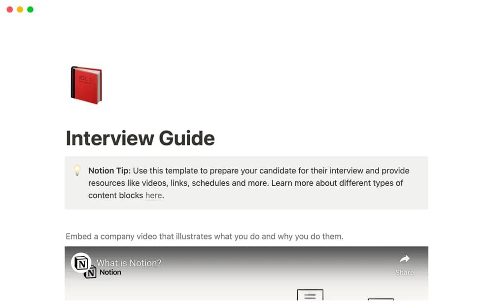 Interview Guide Notion template preview