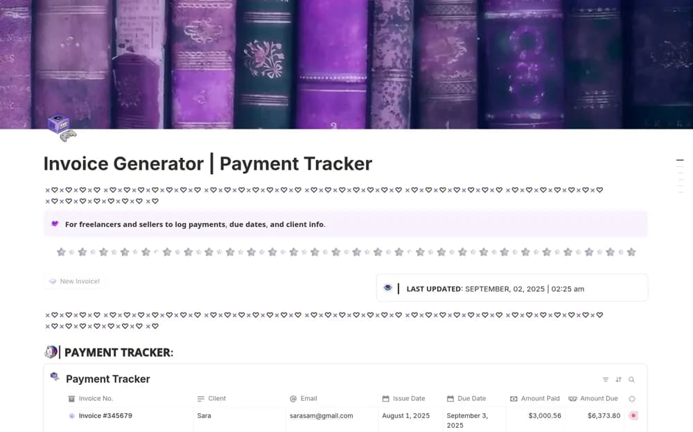 Invoice Generator | Payment Tracker — preview from Notion Marketplace
