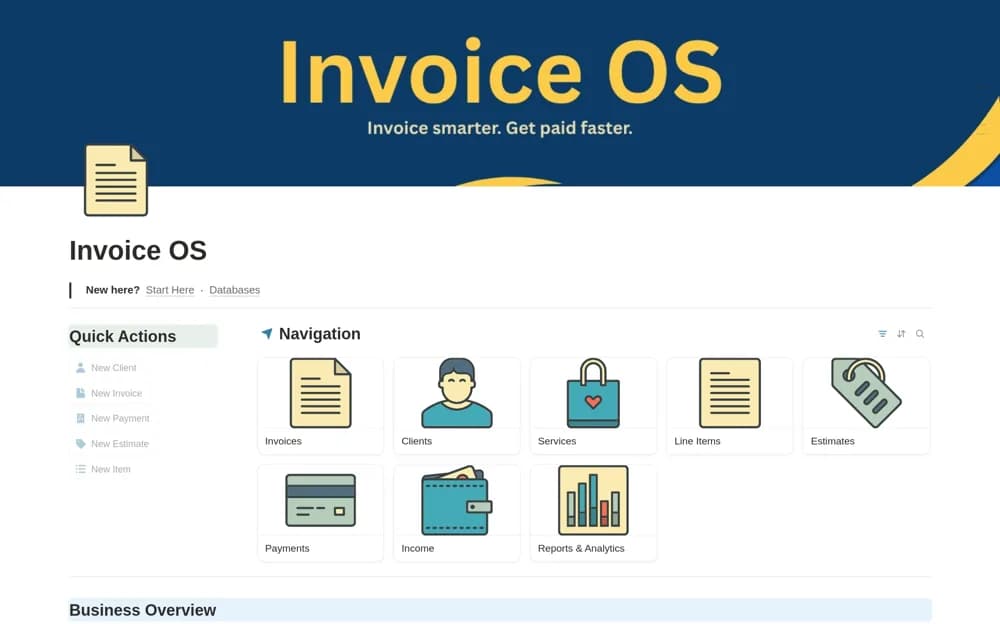 Invoice OS Notion template preview