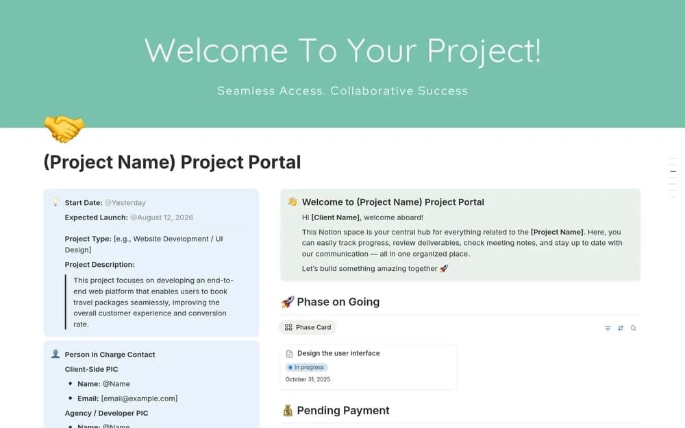 Client Portal — preview from Notion Marketplace