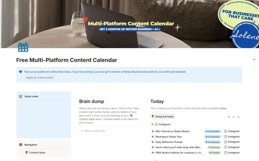Content Engine Notion template preview