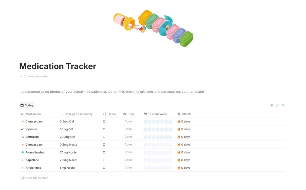 Medication Tracker — preview from Notion Marketplace