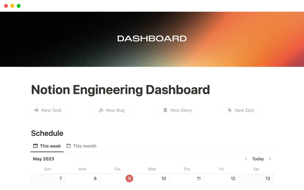 Notion Engineering Dashboard — preview from Notion Marketplace