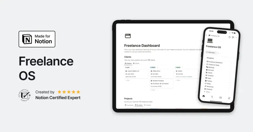 Freelance OS Notion template preview