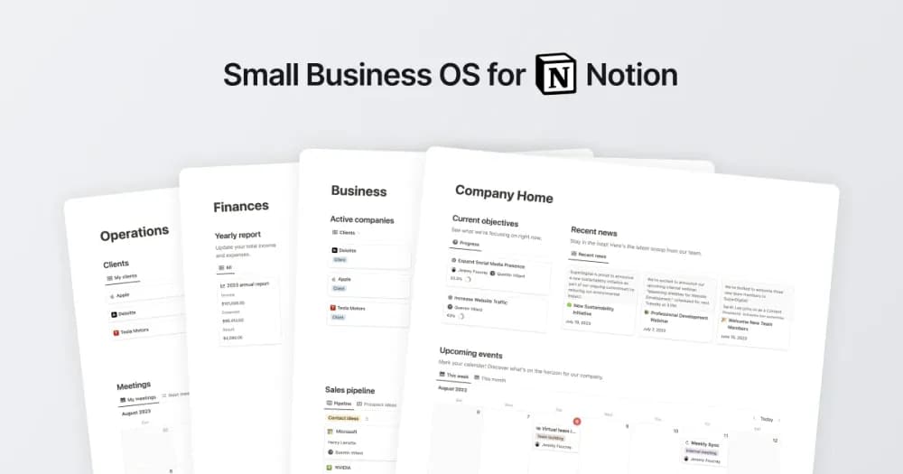 Small Business OS Notion template preview
