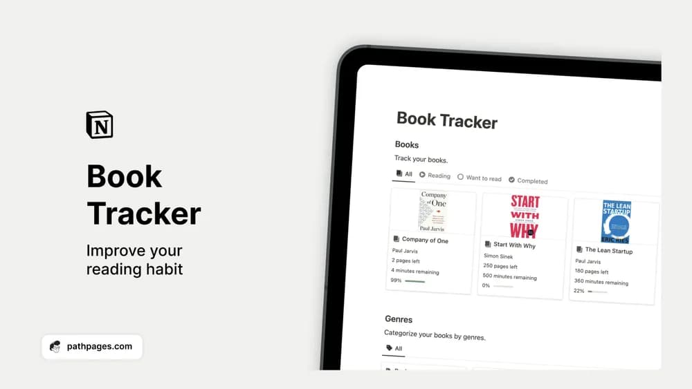 Notion Book Tracker Notion template preview