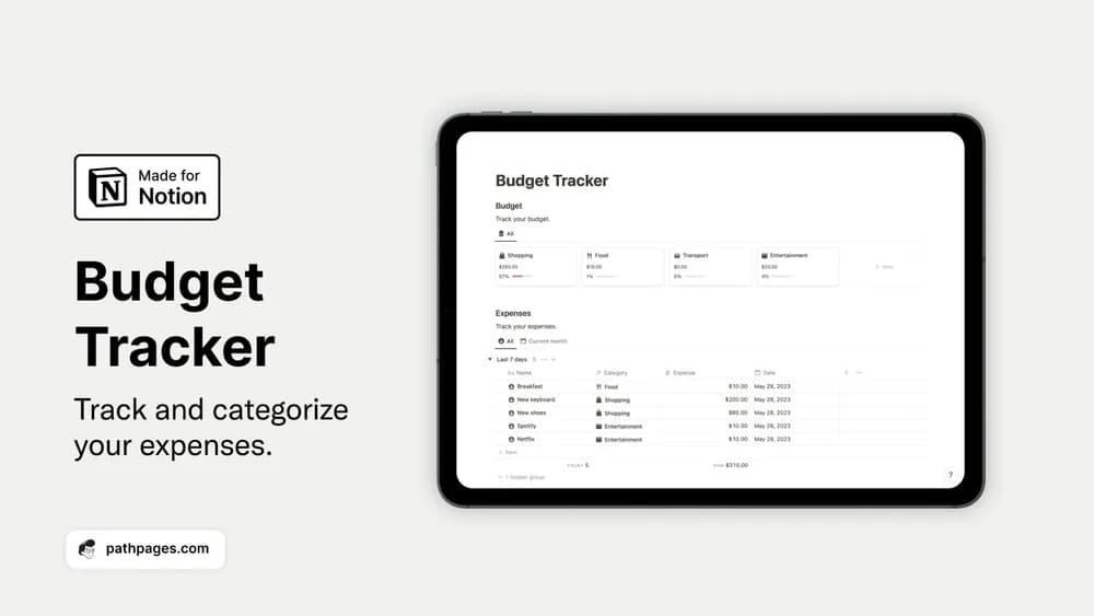 Notion Budget Tracker Notion template preview