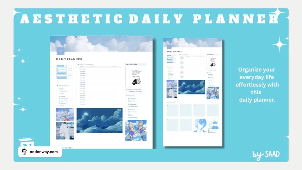 Blue Aesthetic Notion Planner Notion template preview