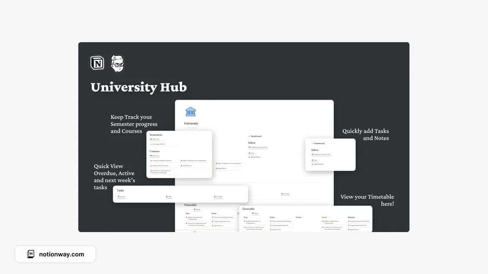 University Hub Notion Template Notion template preview