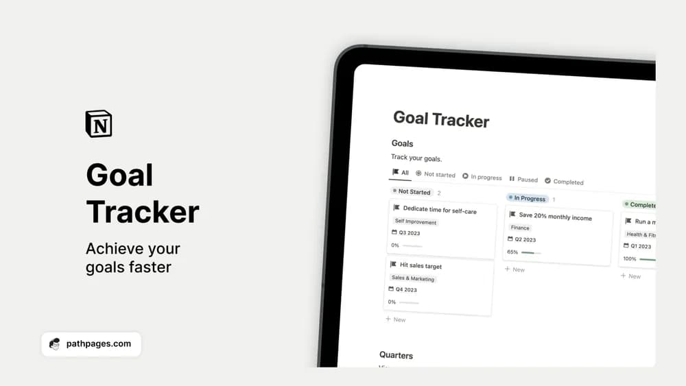 Notion Goal Tracker — preview from PathPages