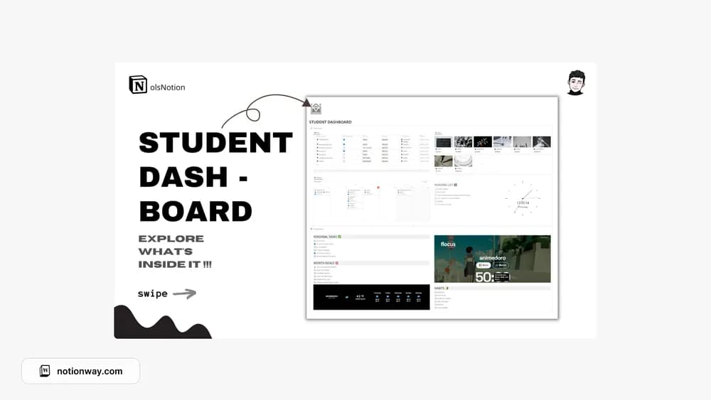 Notion Student Dashboard Notion template preview