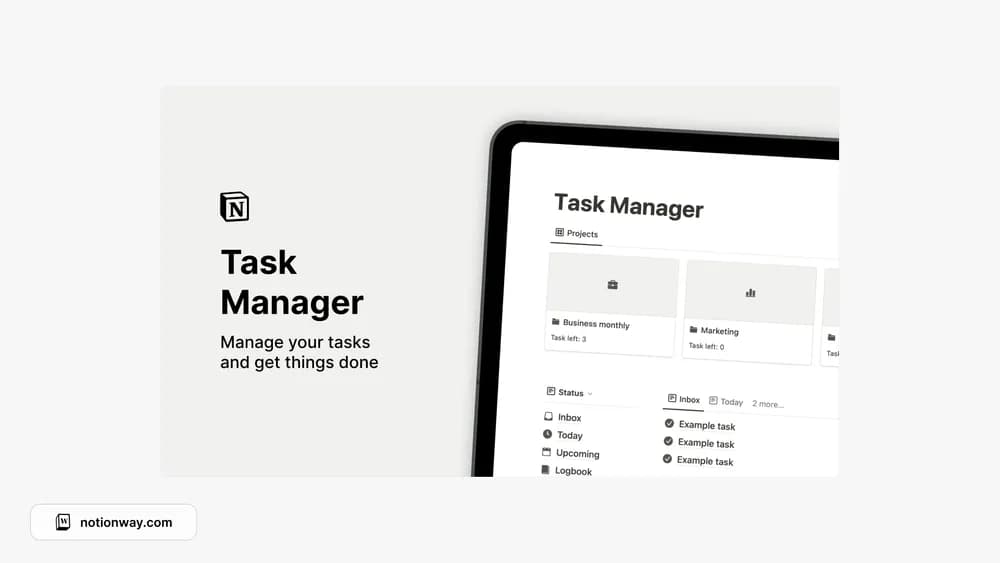 Notion Task Manager Notion template preview