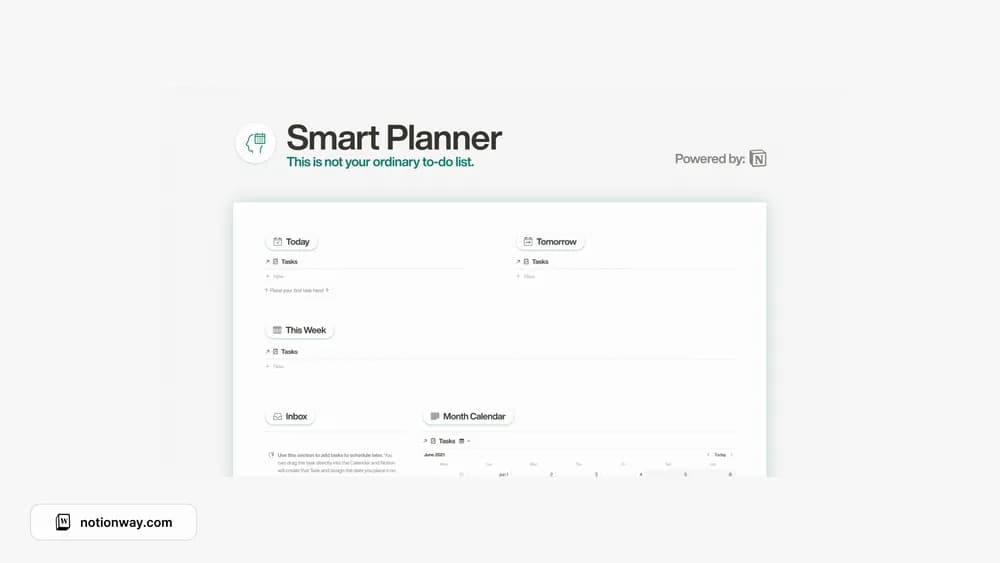 Smart Planner Notion template preview