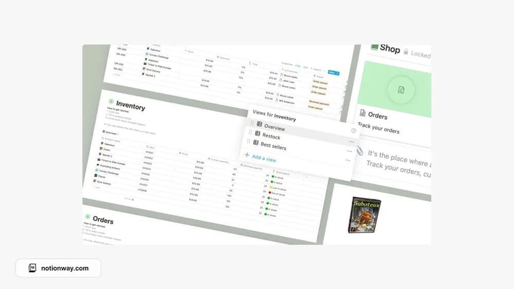 Ecommerce Business Starter Notion template preview