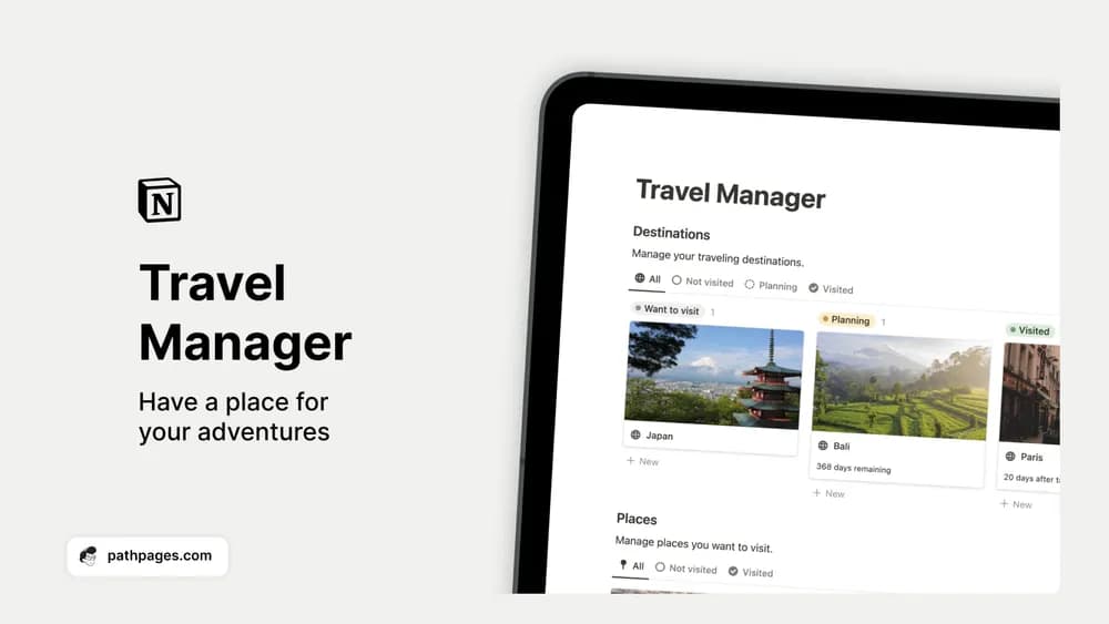 Notion Travel Planner Notion template preview