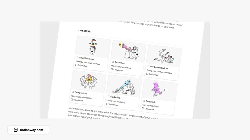 Small Business Clarity Kit Notion template preview