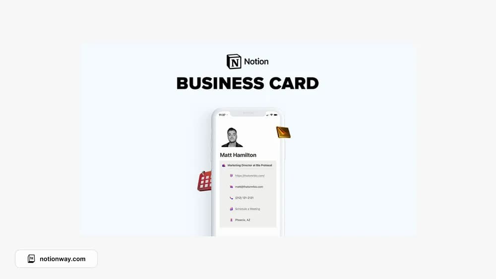 Notion Digital Business Card Notion template preview
