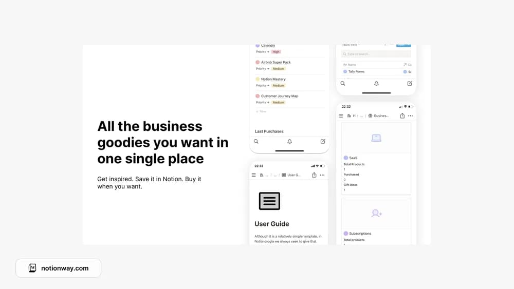 Business Wishlist Notion template preview