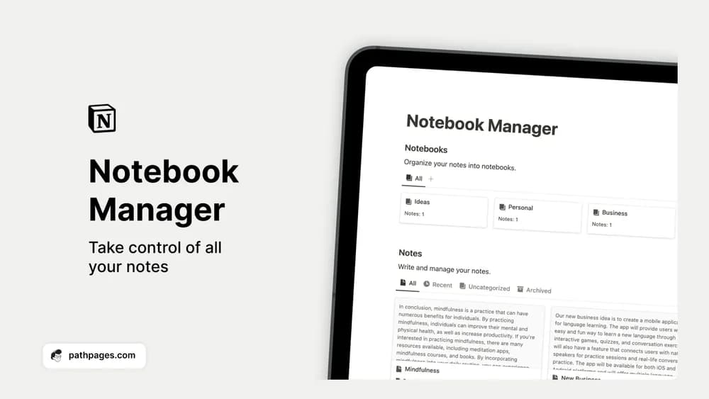 Notion Notebook Manager — preview from PathPages