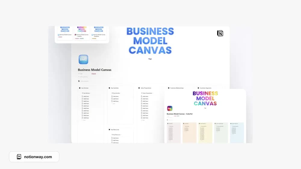 Business Model Canvas Notion template preview