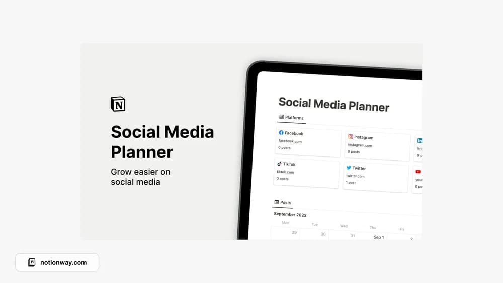 Social Media Planner & Calendar Notion template preview