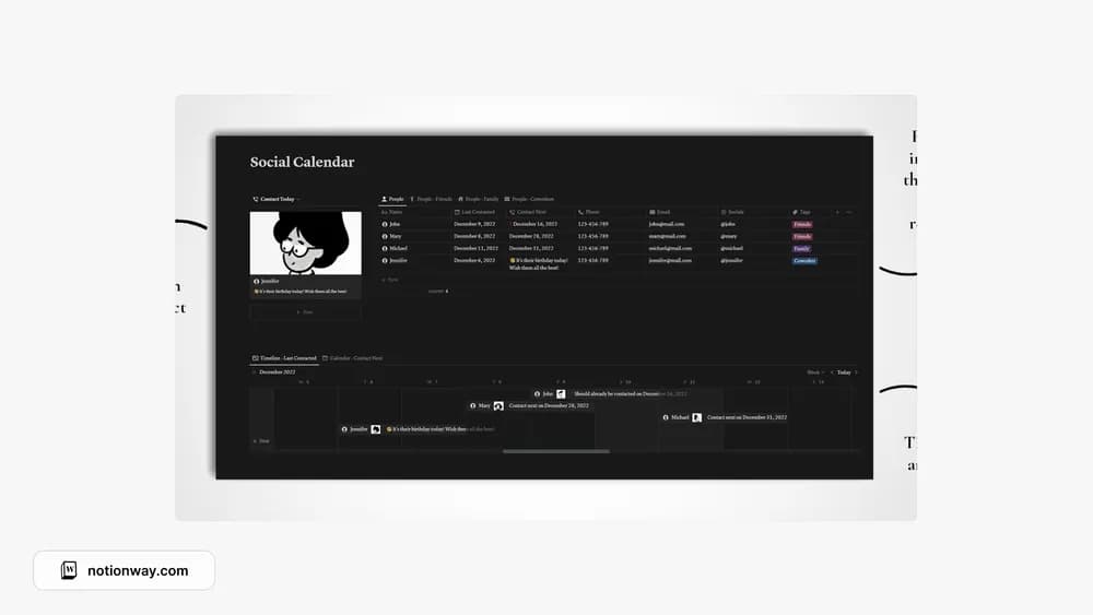 Social Calendar (Notion template) Notion template preview