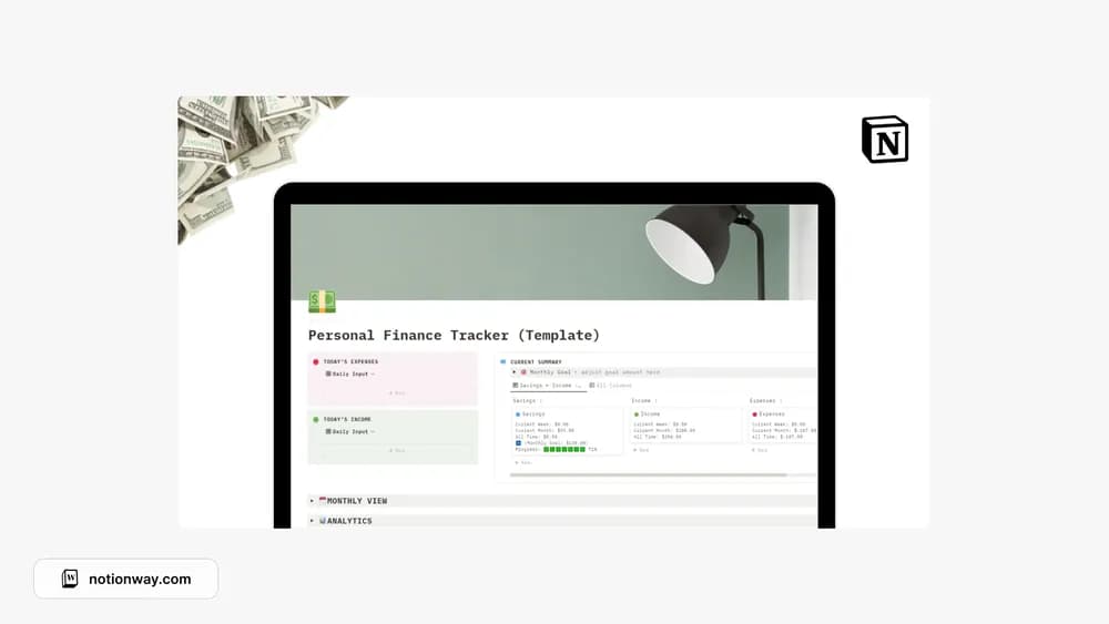 Notion - Personal Finance Tracker Notion template preview