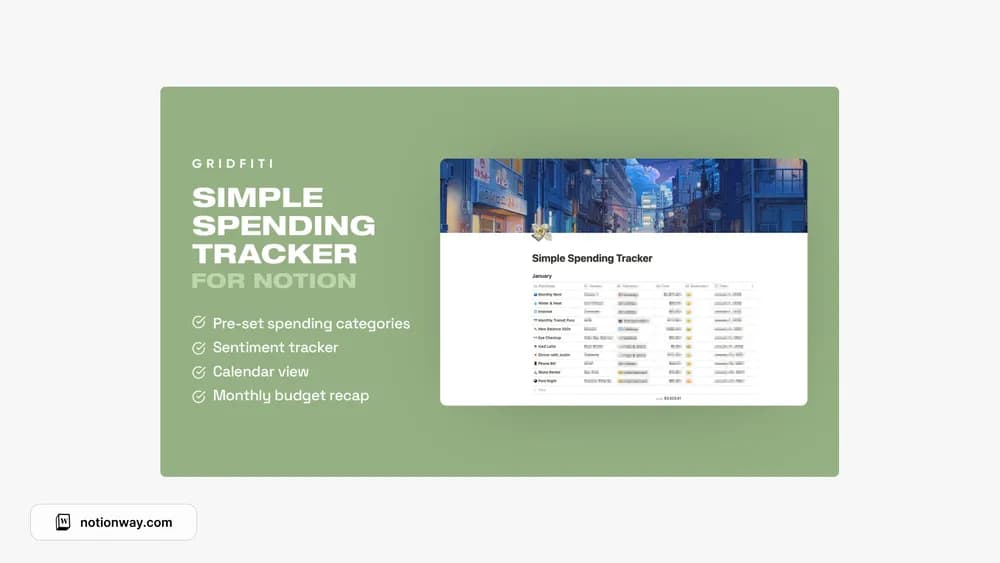 Simple Spending Tracker by Gridfiti — preview from PathPages