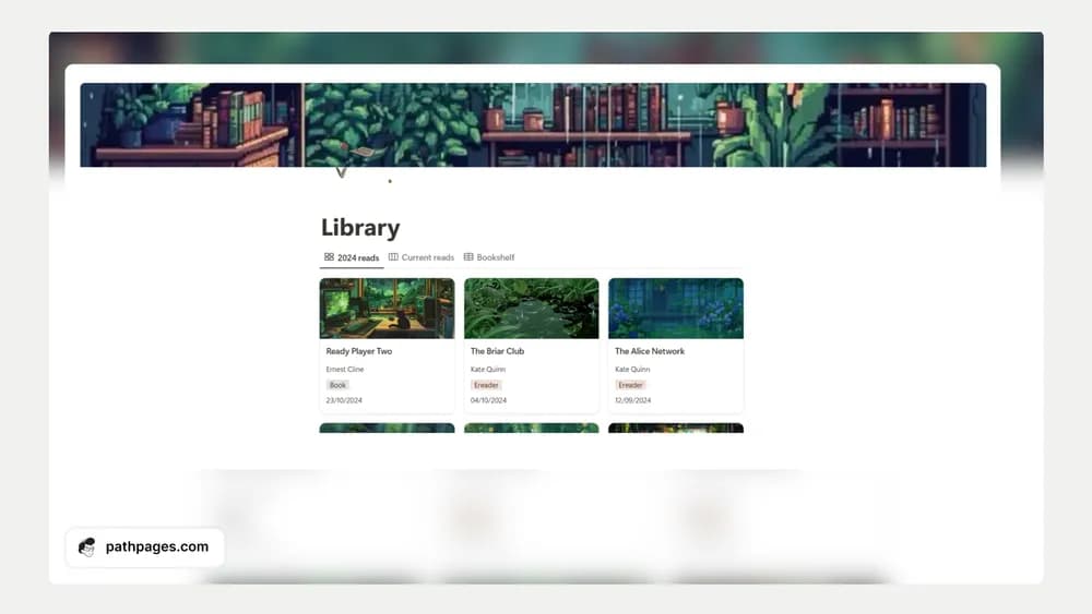 Notion Reading Tracker Notion template preview