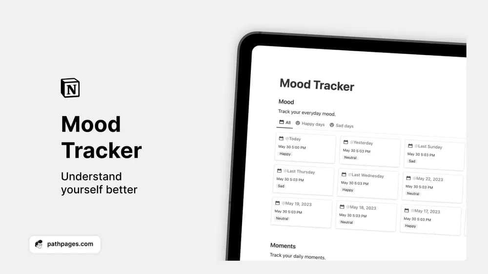 Notion Mood Tracker Notion template preview