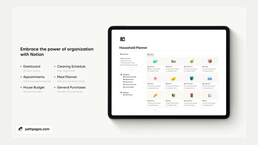 Notion Free Household Planner Notion template preview