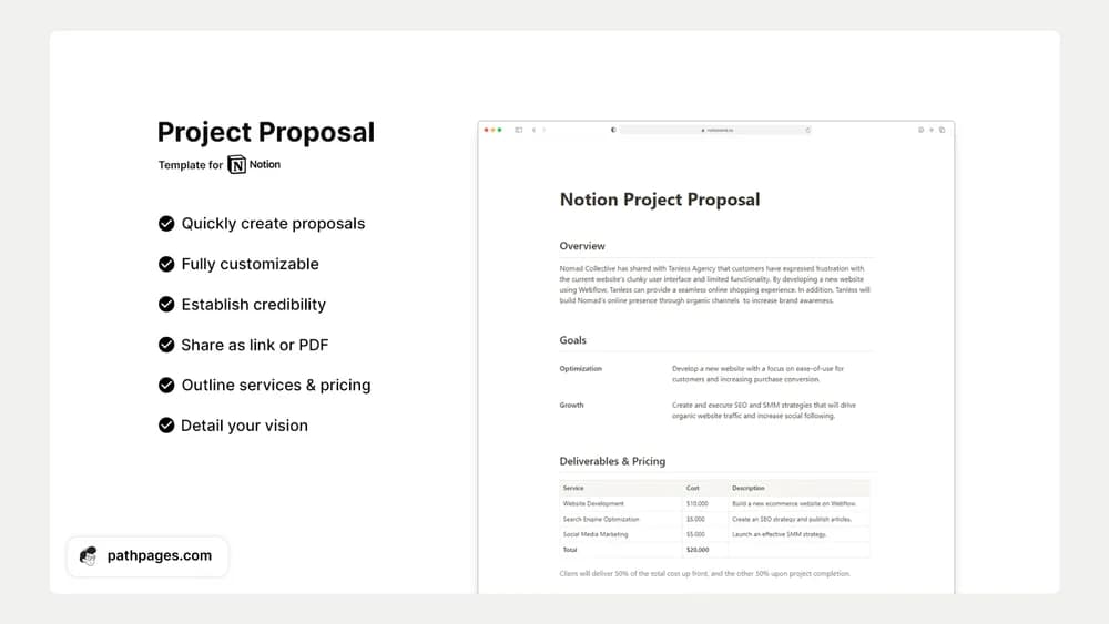 Project Proposal Template Notion template preview