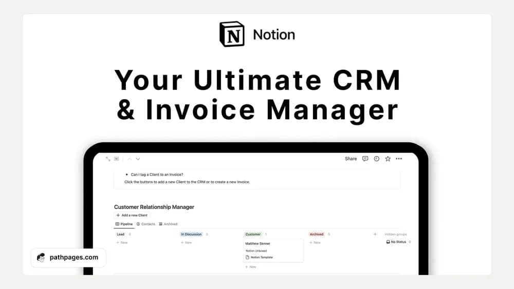 Notion Freelancer CRM & Invoice Manager Notion template preview